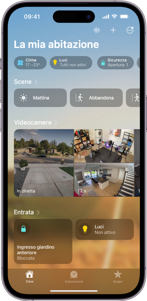 La schermata “La mia abitazione” nell’app Casa.