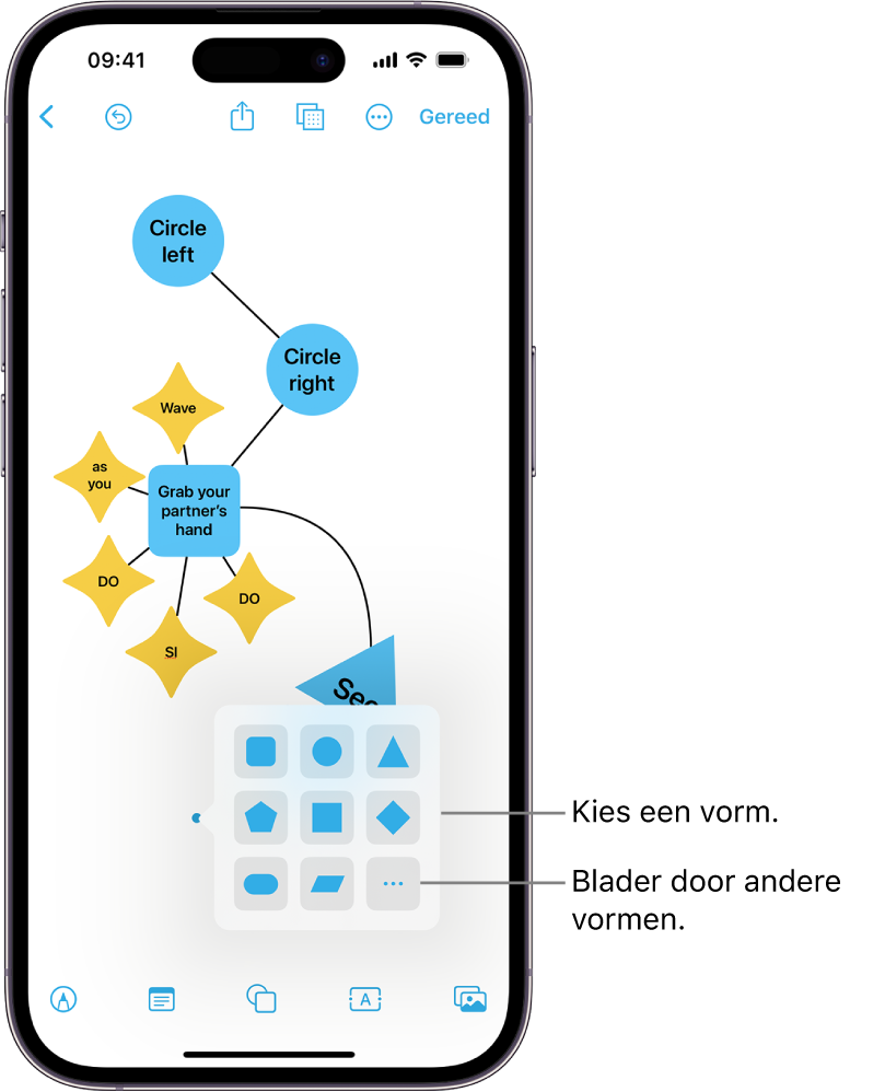 Een diagram waaraan een nieuwe vorm is toegevoegd.