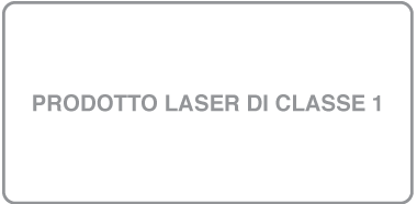 Un’etichetta che riporta la scritta “Prodotto laser Classe 1”.