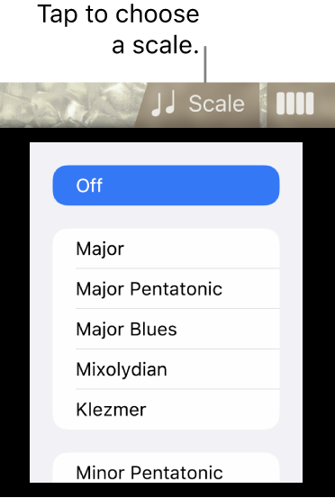 Bass Scale button and Scale list