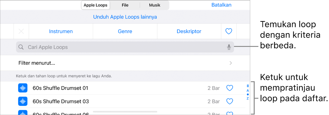 Daftar hasil Browser Loop