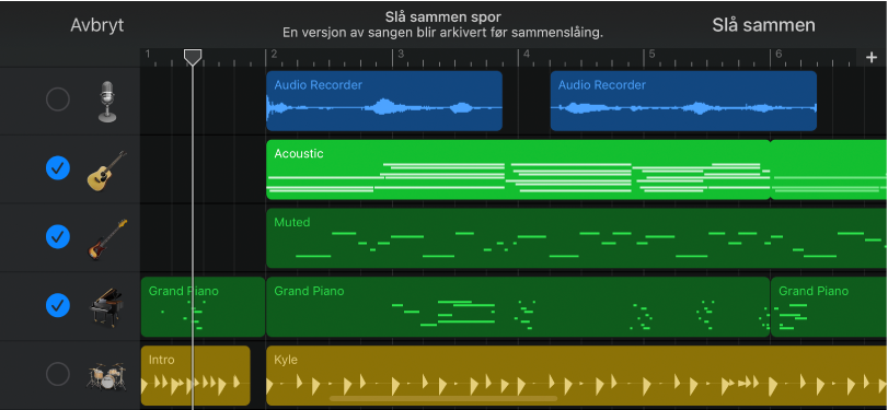 Sporinfofelt med Sett sammen spor-sirkler