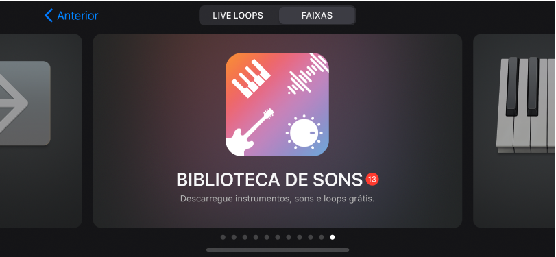 Biblioteca de sons no navegador de sons