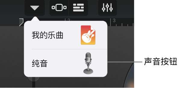 “录音室视图声音”按钮