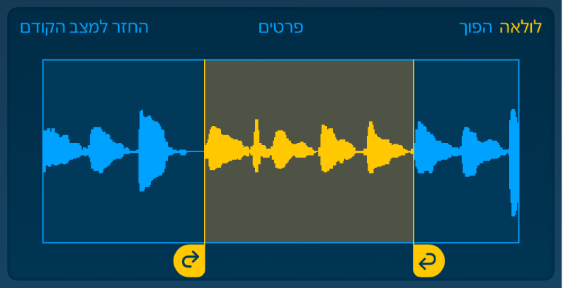 קטע השמע שבין הידית השמאלית לידית הימנית של הלולאה מתנגן בלולאה.