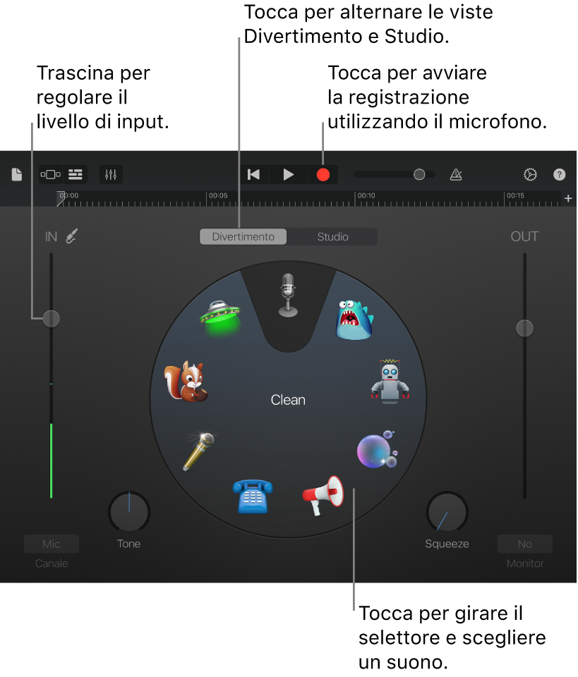 Strumento Touch “Registratore audio”