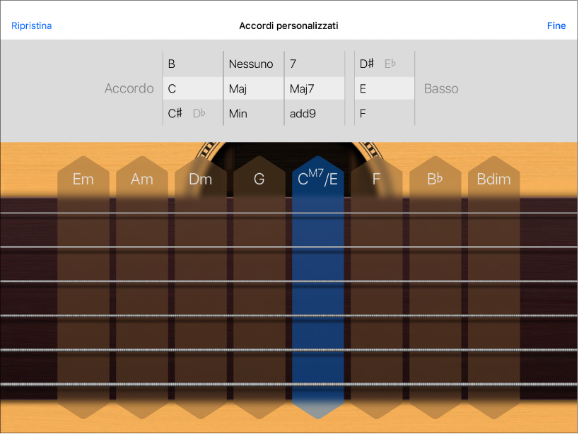 Personalizza le rotelle di controllo Accordi