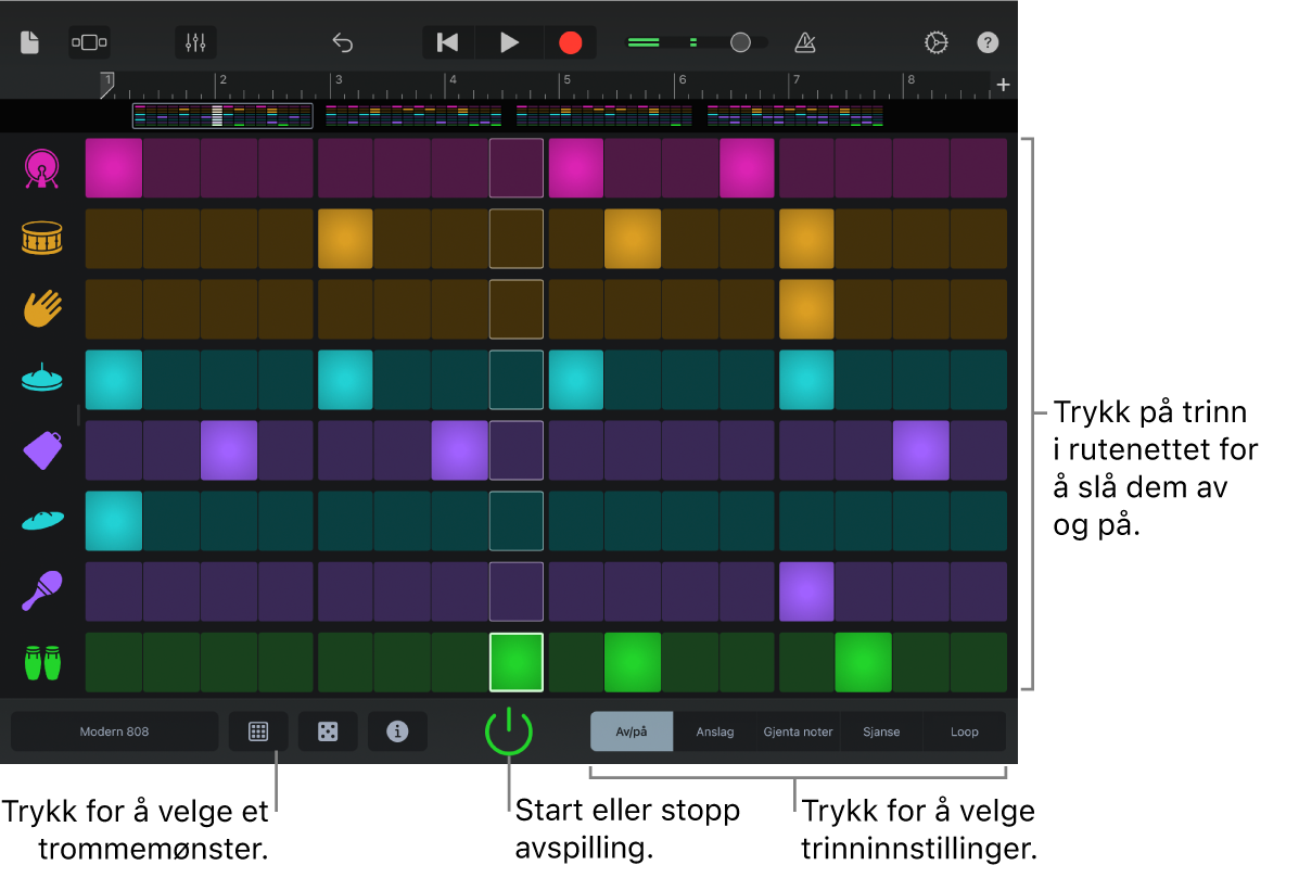 Rytme-sequencer touch-instrument