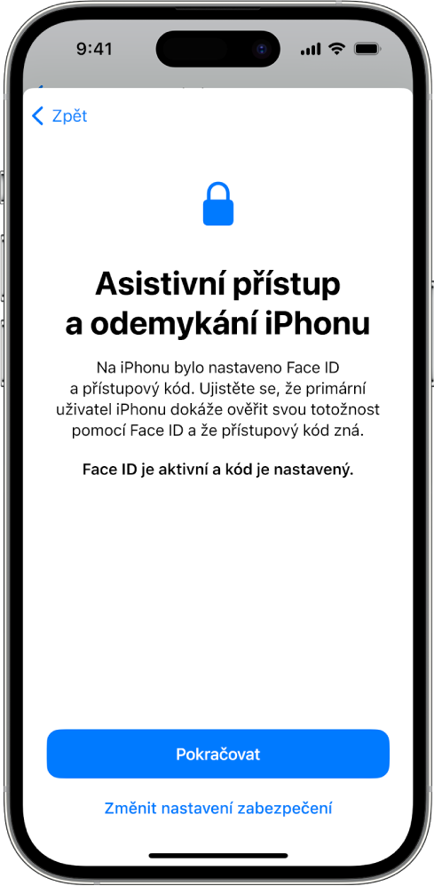 Na displeji iPhonu se důvěryhodnému příznivci zobrazuje žádost o potvrzení, že uživatel zařízení zná přístupový kód.