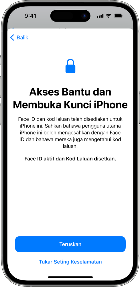 iPhone dengan skrin yang meminta penyokong yang dipercayai untuk mengesahkan orang yang menggunakan peranti tahu kod laluan peranti.