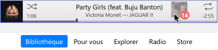 Album déplacé vers le haut de la fenêtre iTunes.