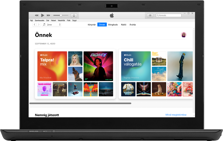 Egy PC az Apple Music Önnek részével.