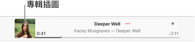 播放視窗左側的專輯插圖顯示播放中的歌曲。