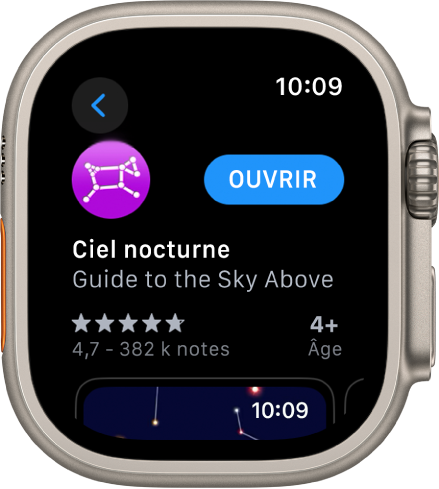 Une app affichée dans l’app App Store sur l’Apple Watch.