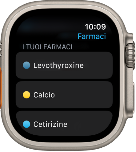 L’app Farmaci con un elenco di medicinali.