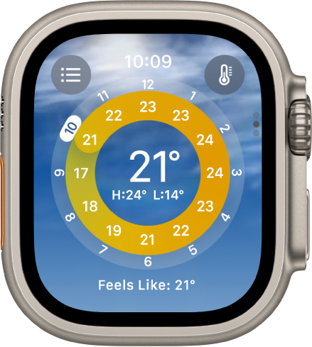 Ekranas „Weather Conditions“ programoje „Weather“.