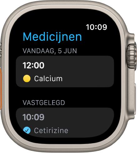 De Medicijnen-app met alle vastgelegde medicijnen.