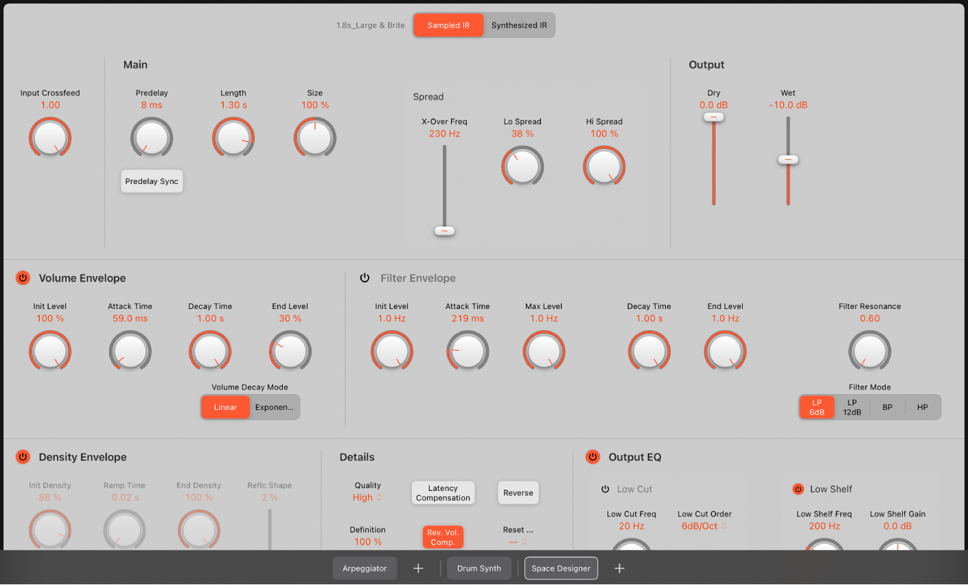 Abbildung. IR-Parameter im Space Designer