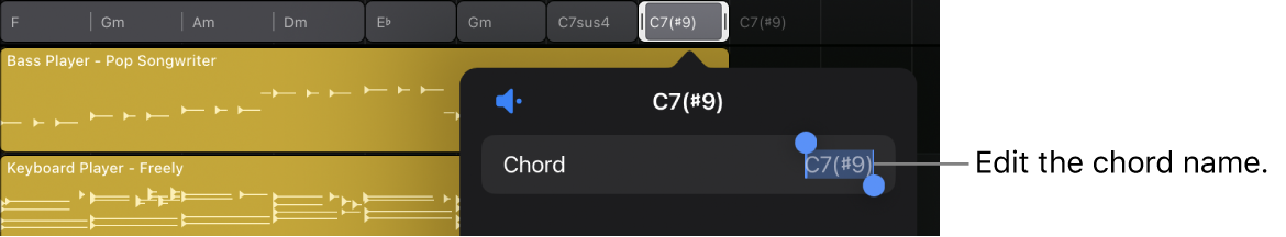 Figure. Edit Chord dialog open with Chord field selected and ready to edit.