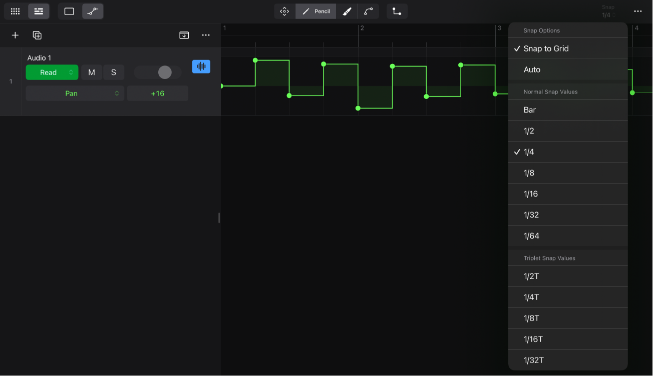 Figure. Snap Automation pop-up menu.