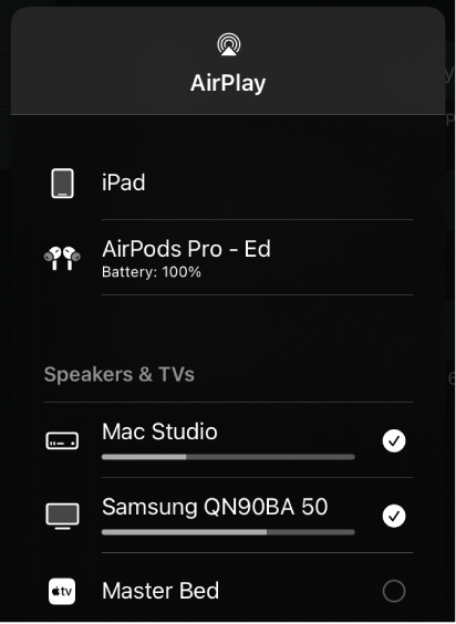 Figure. AirPlay dialog.