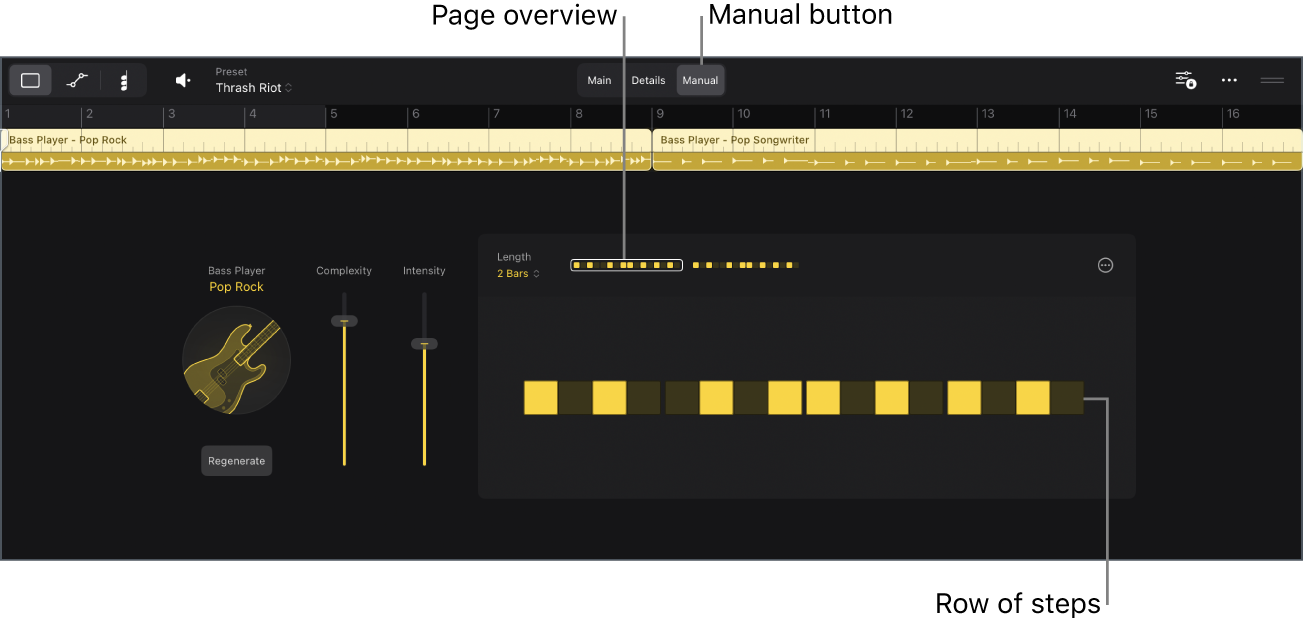 Figure. Manual view in the Session Player Editor.