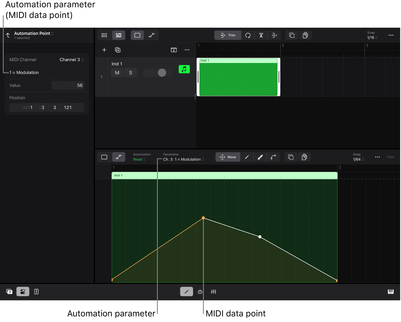 Figure. Automation point inspector parameters.