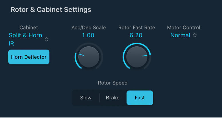 Figure. Rotor Cabinet Microphone Settings parameters.