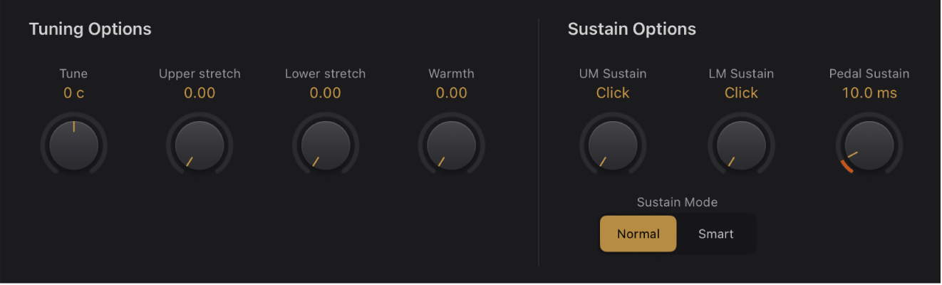 Figure. Vintage B3 Pitch and Sustain Options.