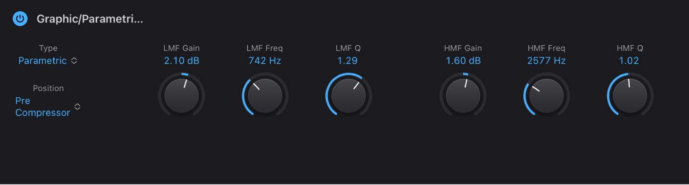 Figure. Bass Amp Designer Parametric EQ parameters.