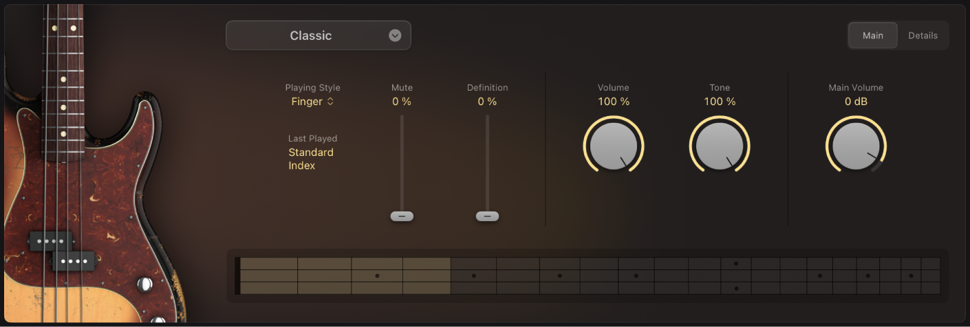 Figure. Studio Bass showing the Classic bass instrument.