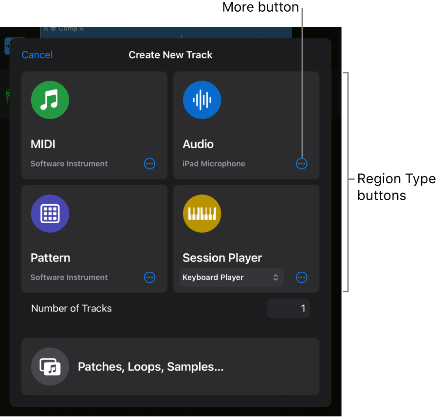 Figure. New Tracks dialog.