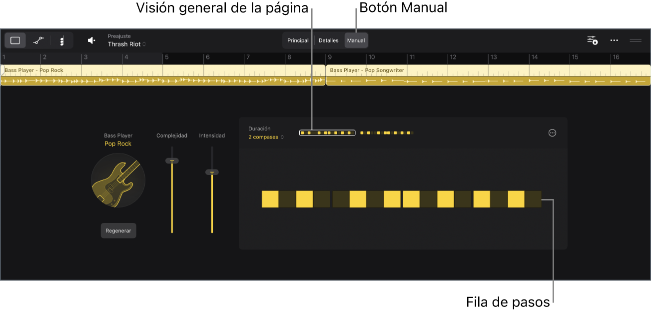 Ilustración. Visualización manual del editor de Session Player.