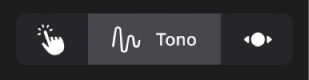 Ilustración. El botón Tono entre los botones Reproducir y Desplazar.