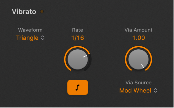 Figure. Paramètres Vibrato de Retro Synth.