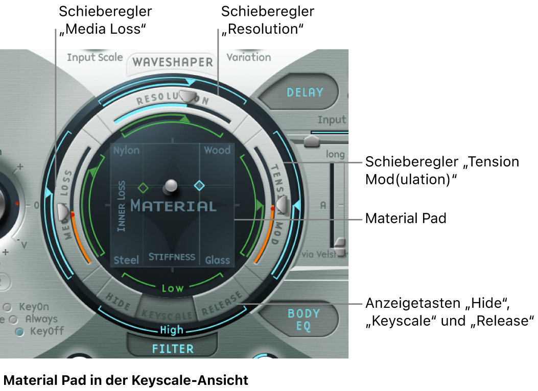 Abbildung. Material Pad in der Keyscale-Ansicht