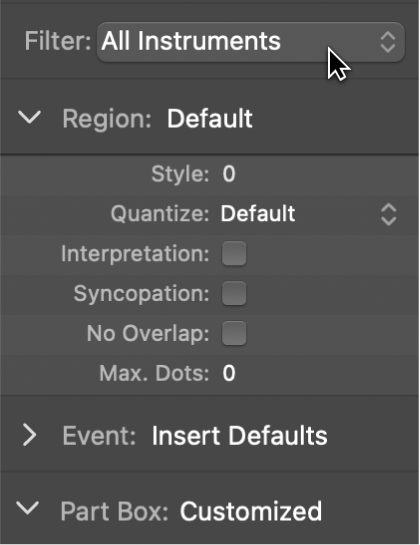 Figure. Score Set menu in the Inspector.