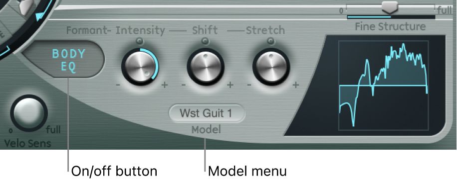 Figure. Body EQ On/Off and Model parameters.