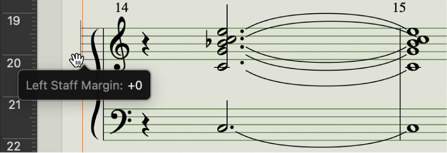 Figure. Layout tool over left margin of staff system.