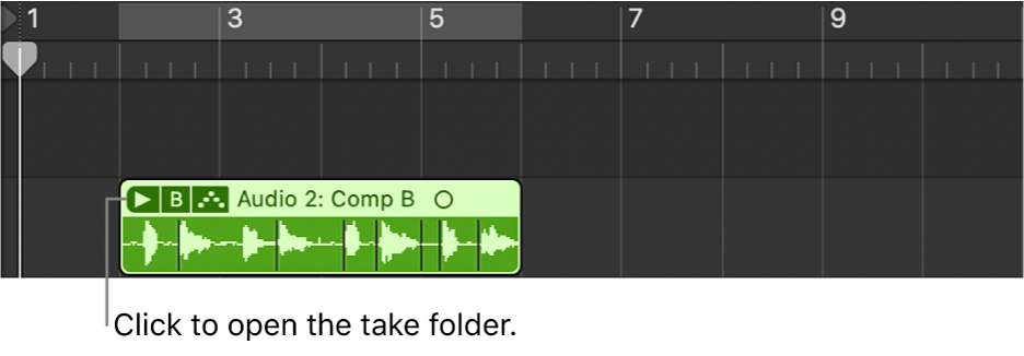 Figure. Pointing to the disclosure arrow of a closed take folder.