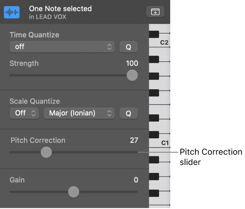 Figure. Pitch Correction slider.