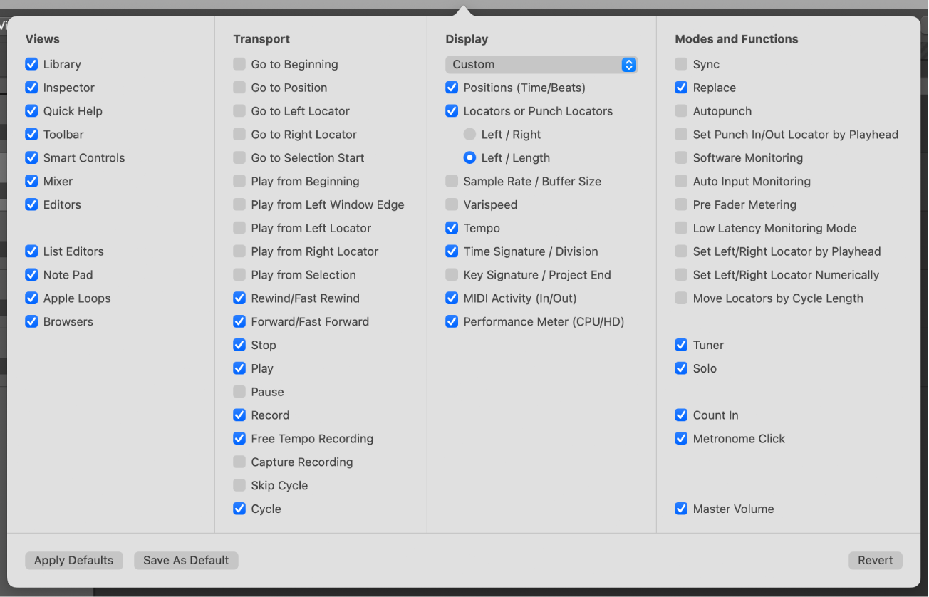 Figure. Customize Transport dialog.