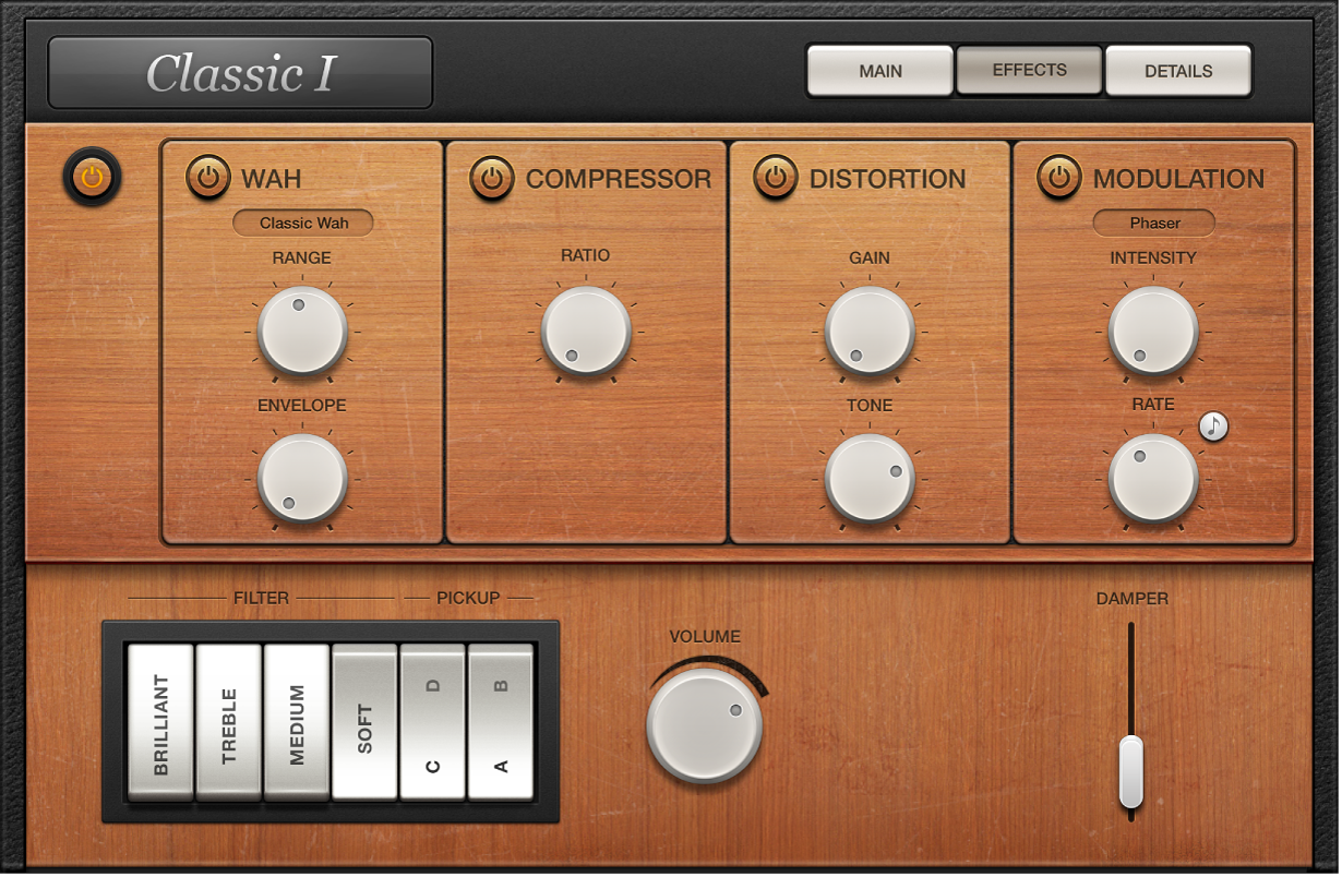 Figure. Vintage Clav Effects window.