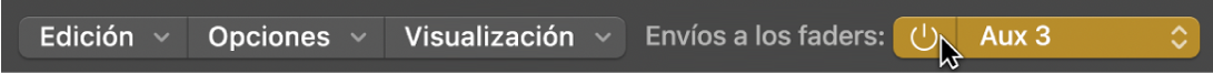 Ilustración. Menú desplegable “Envíos a los faders” en el menú Mezclador.