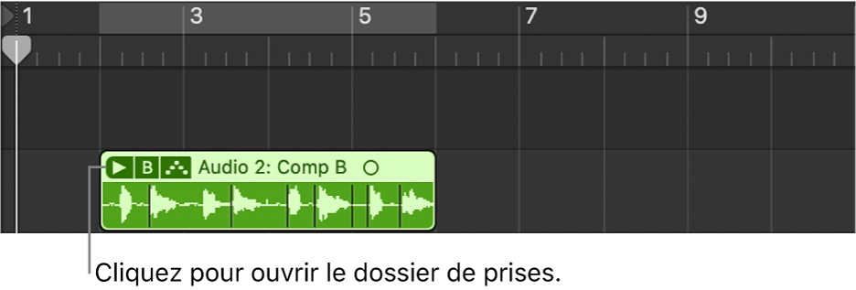 Figure. Clic sur la flèche d’affichage d’un dossier de prises fermé.