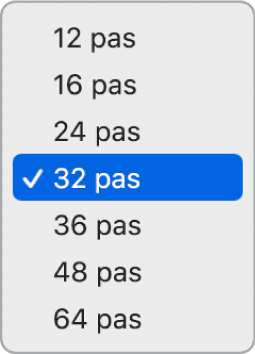 Le menu local « Longueur du motif » du séquenceur pas à pas avec l’option « 32 pas » sélectionnée.