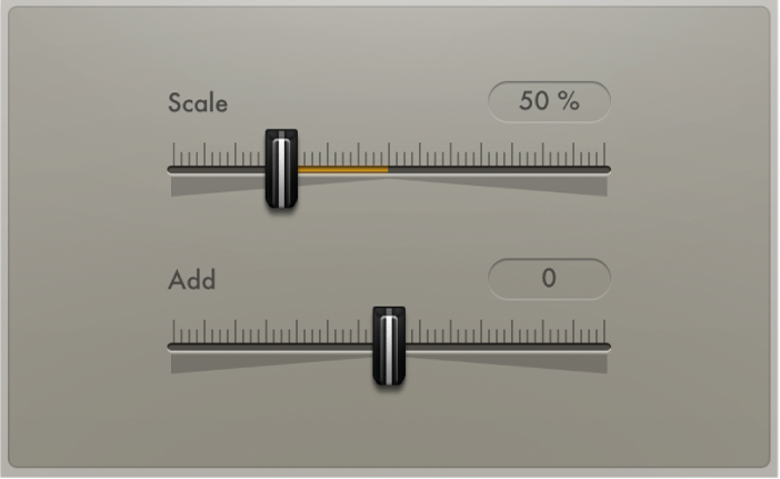 図。Velocity ProcessorのValue/Rangeパラメータ。