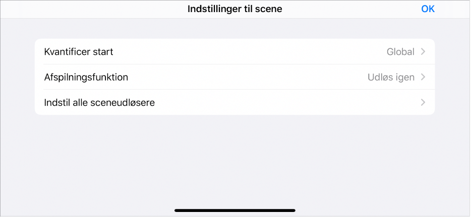 Menuen Sceneindstillinger.
