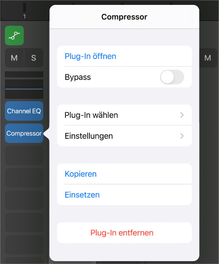 Abbildung. Einblendmenü „Compressor“.