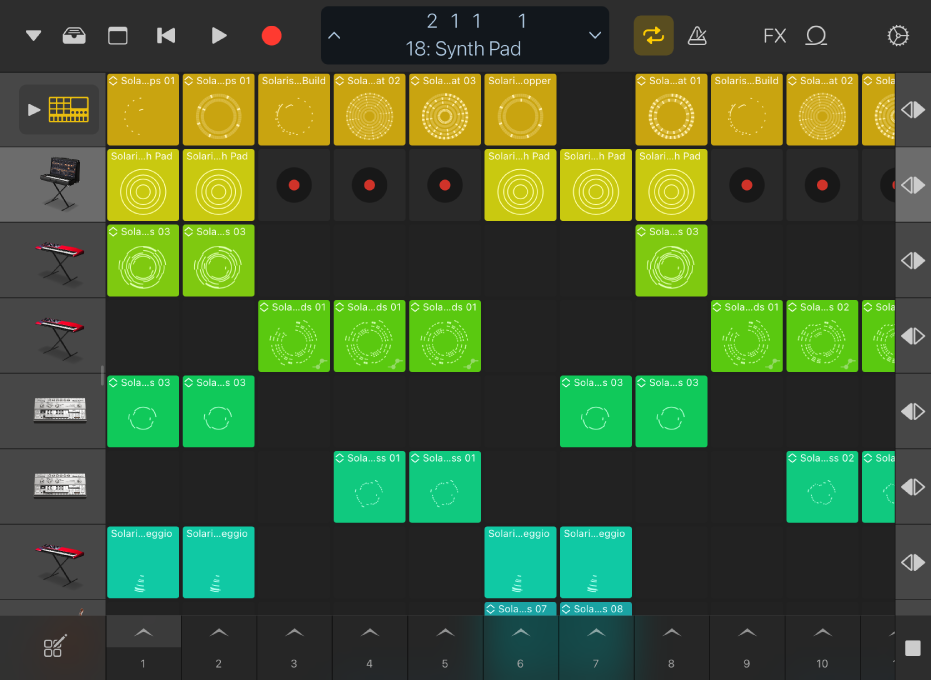 Figure. Live Loops grid for iPad